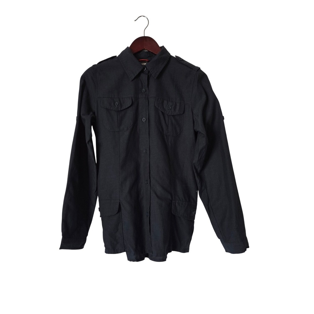 The North Face Women's Navy Blue Utility Button Down Shirt Tie Waist M Gorpcore